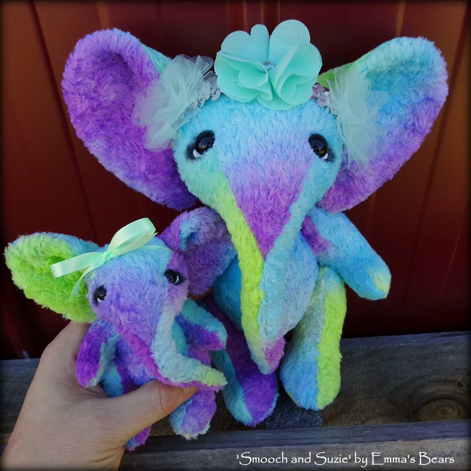 Suzie - 9in Hand-dyed viscose Artist Elephant by Emmas Bears - OOAK