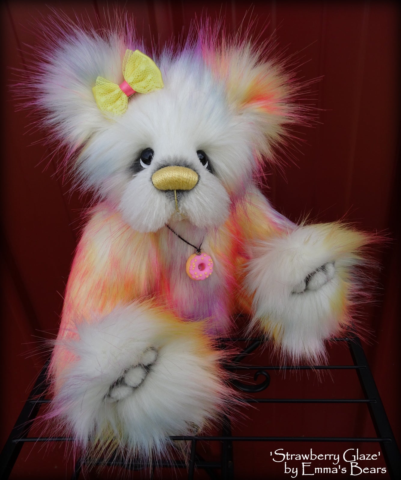 Strawberry Glaze - 12" faux fur and alpaca bear by Emmas Bears - OOAK