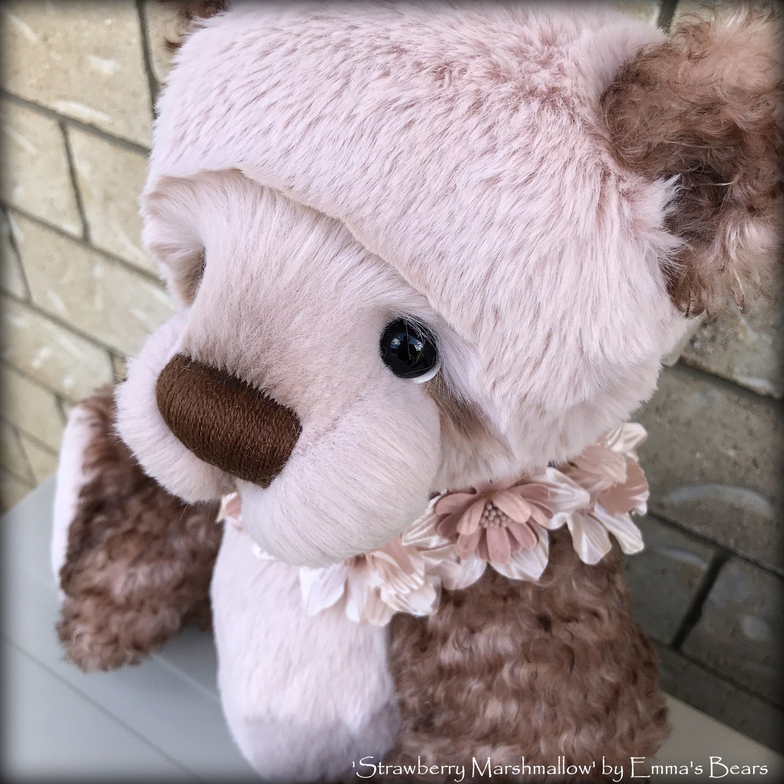 Strawberry Marshmallow - 19" Kid mohair and faux fur bear by Emma's Bears - OOAK