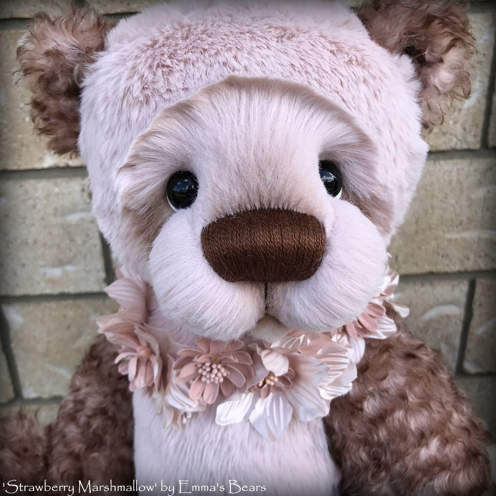 Strawberry Marshmallow - 19" Kid mohair and faux fur bear by Emma's Bears - OOAK