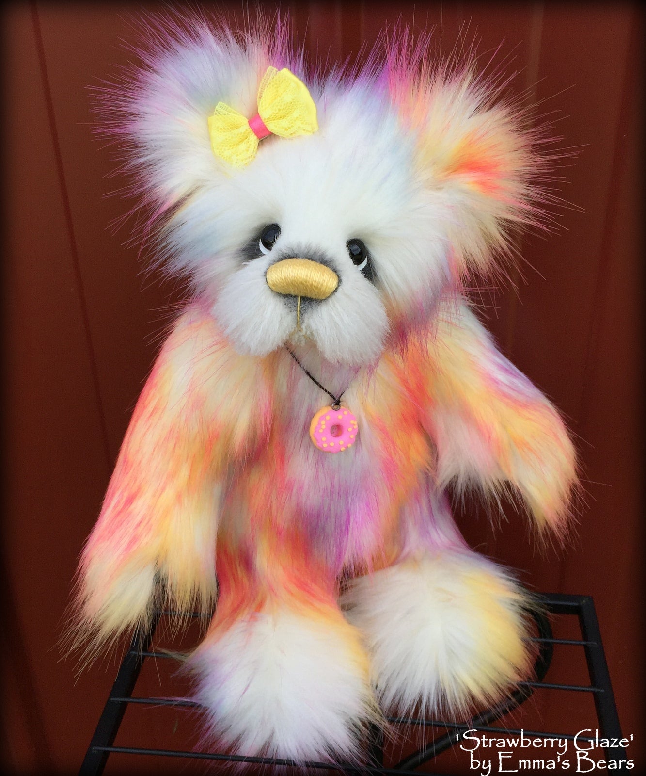 Strawberry Glaze - 12" faux fur and alpaca bear by Emmas Bears - OOAK