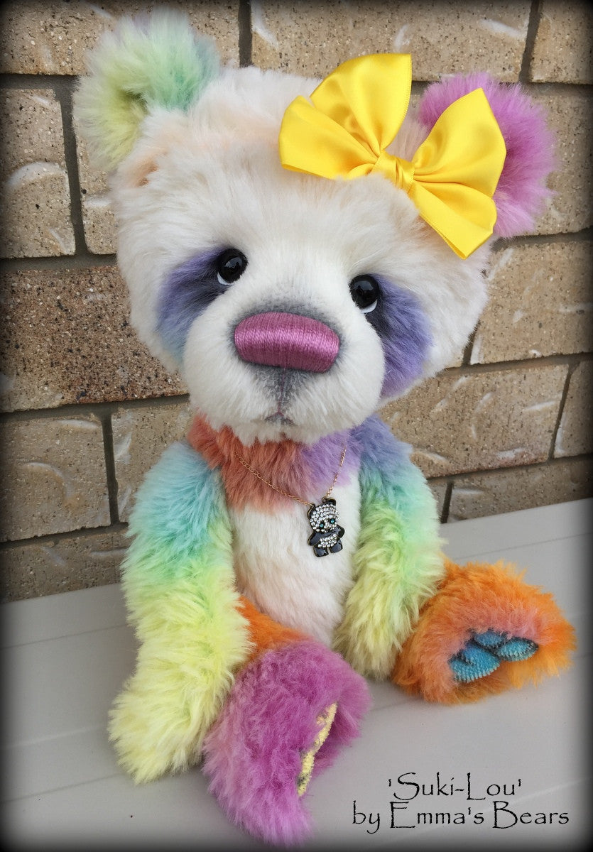 Suki-Lou - 18in RAINBOW alpaca cartoon style Artist Bear by Emmas Bears - OOAK