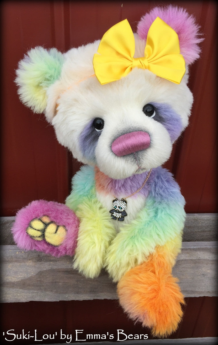 Suki-Lou - 18in RAINBOW alpaca cartoon style Artist Bear by Emmas Bears - OOAK