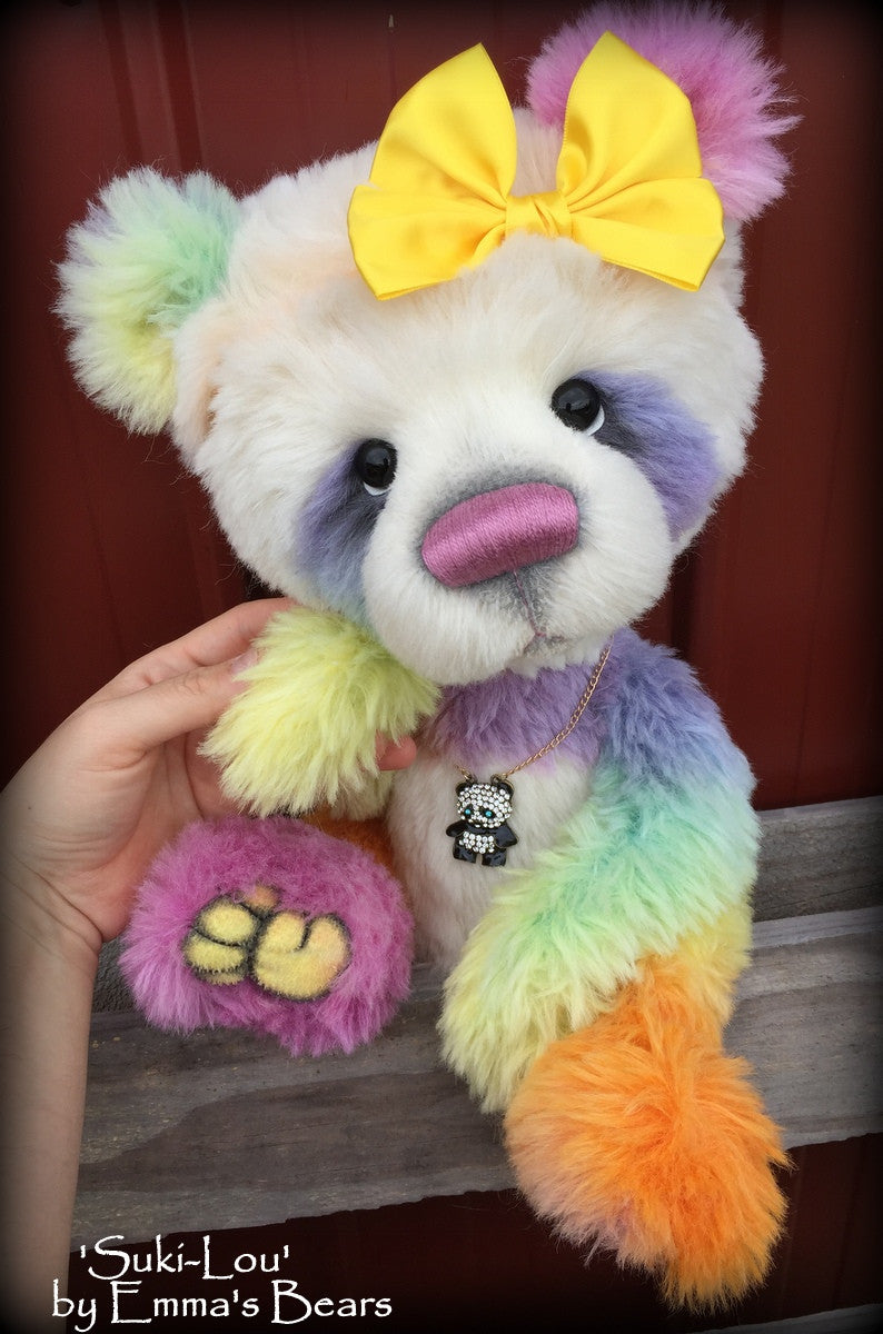 Suki-Lou - 18in RAINBOW alpaca cartoon style Artist Bear by Emmas Bears - OOAK