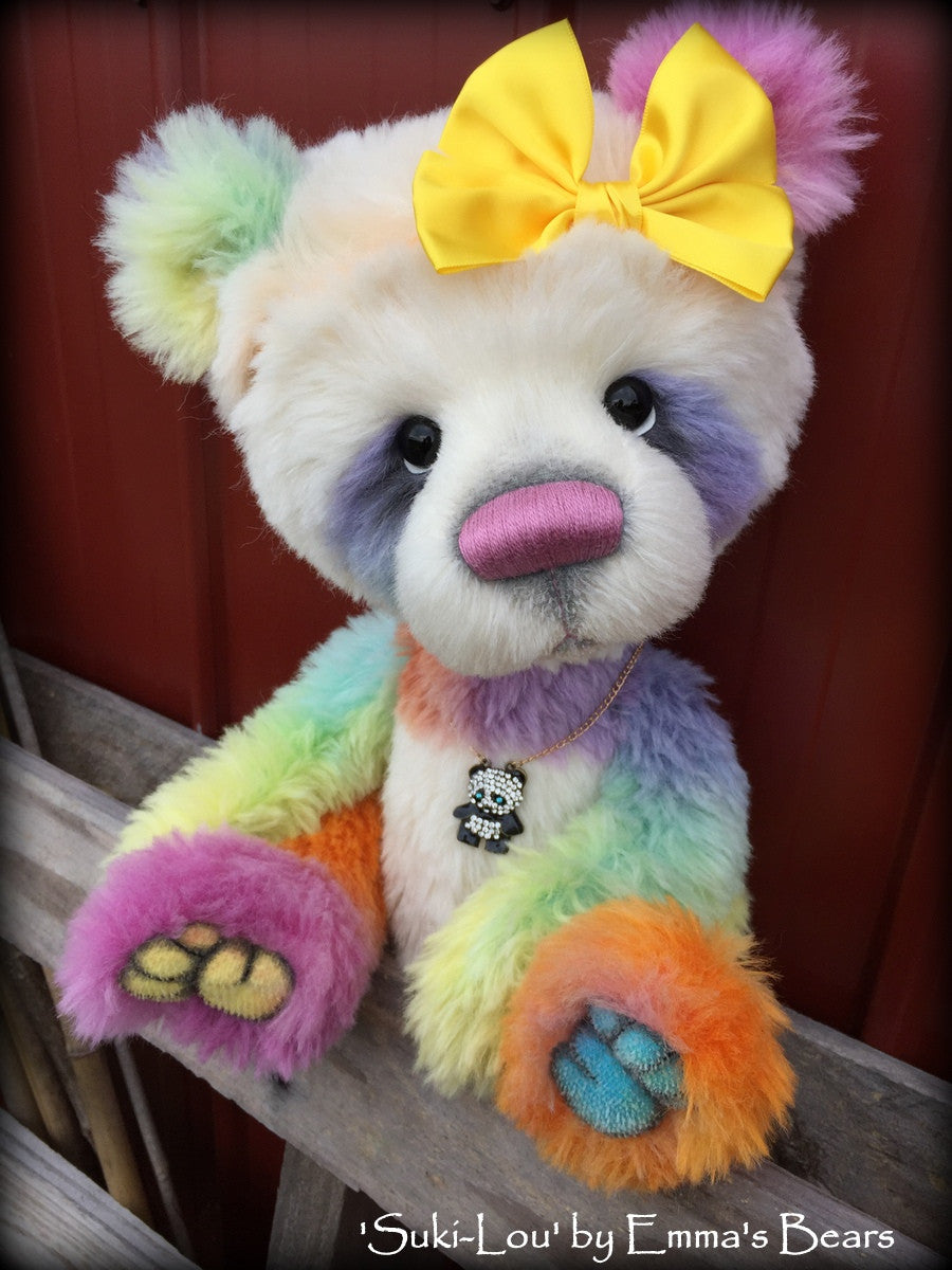 Suki-Lou - 18in RAINBOW alpaca cartoon style Artist Bear by Emmas Bears - OOAK