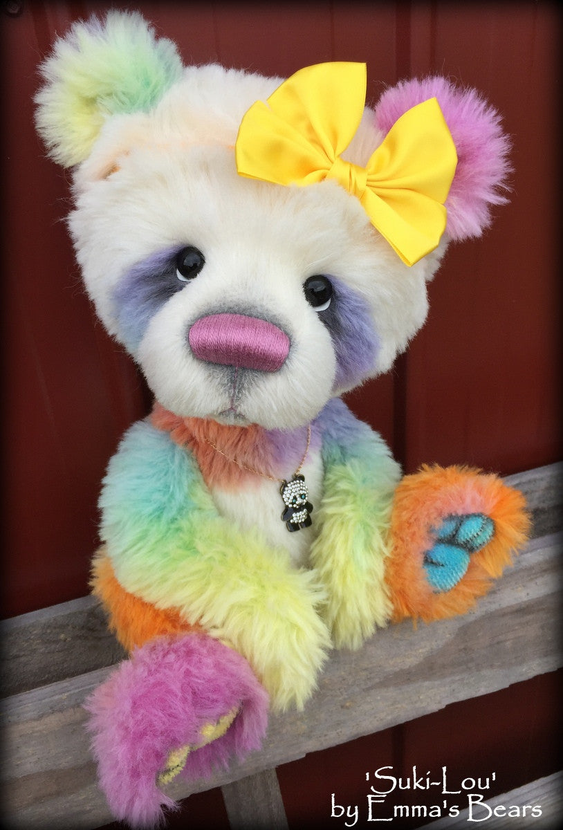 Suki-Lou - 18in RAINBOW alpaca cartoon style Artist Bear by Emmas Bears - OOAK