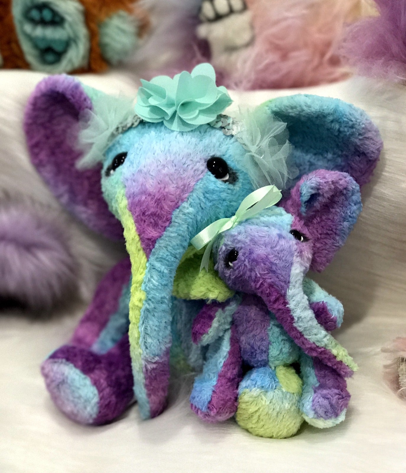 Suzie - 9in Hand-dyed viscose Artist Elephant by Emmas Bears - OOAK