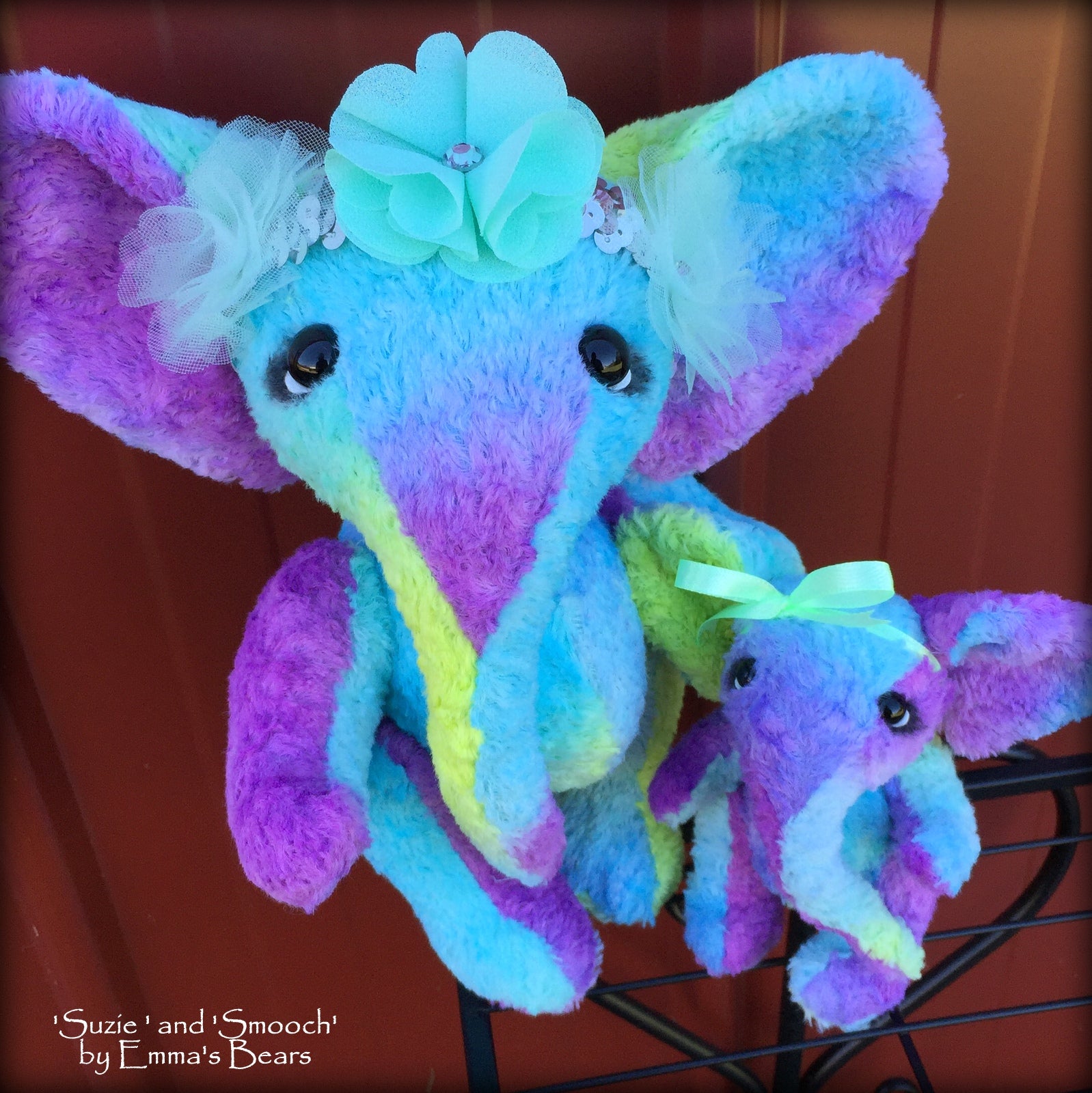 Suzie - 9in Hand-dyed viscose Artist Elephant by Emmas Bears - OOAK