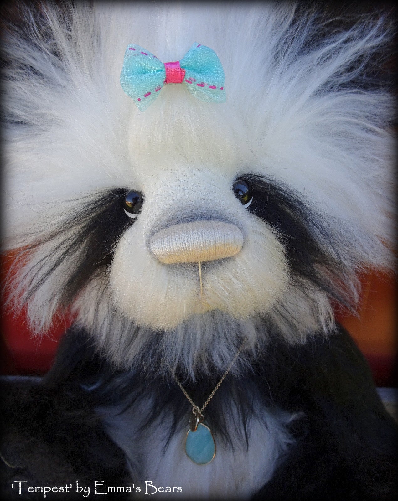 Tempest - 16" extremely longpile mohair artist panda bear  - OOAK by Emma's Bears