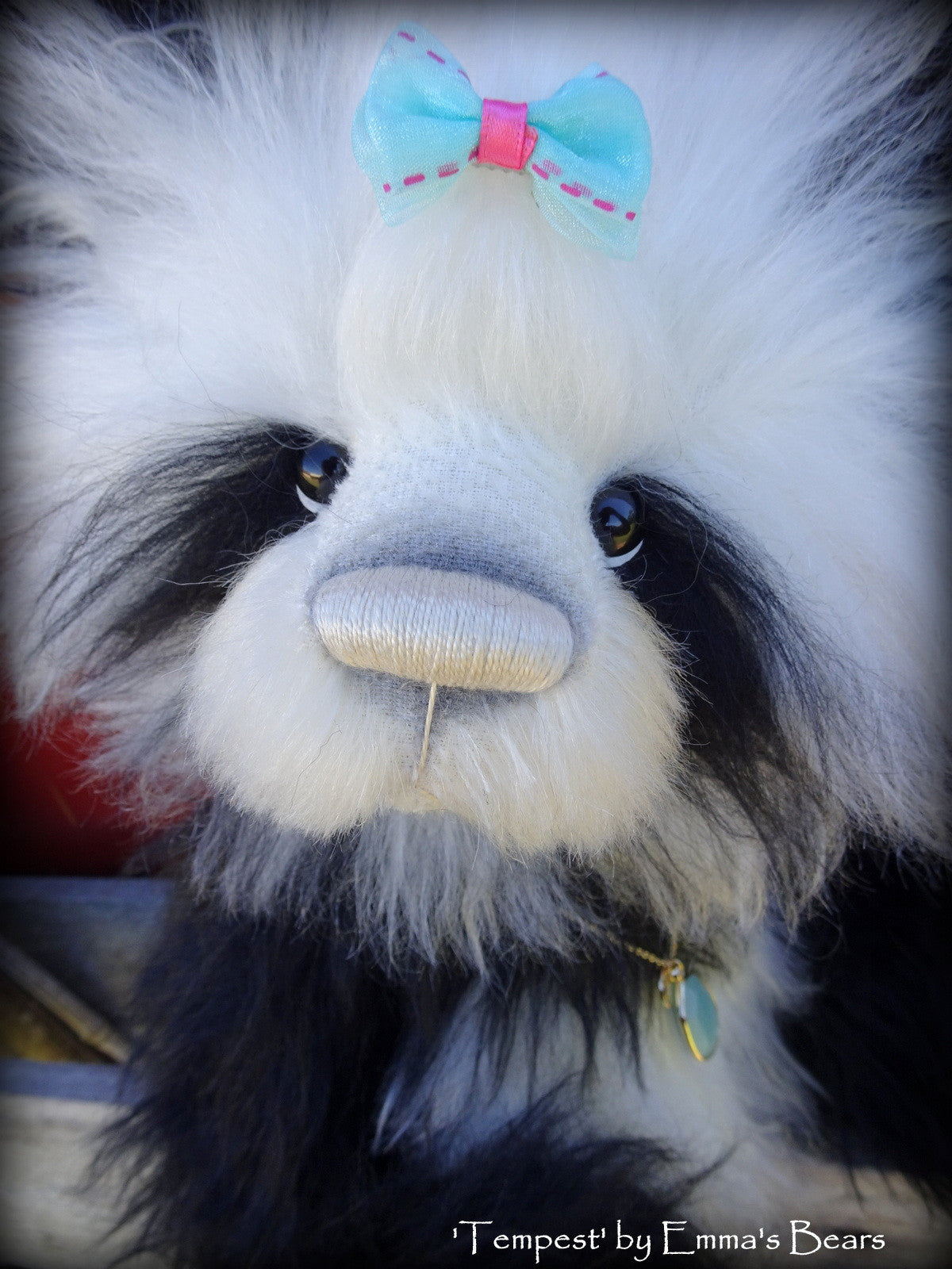 Tempest - 16" extremely longpile mohair artist panda bear  - OOAK by Emma's Bears