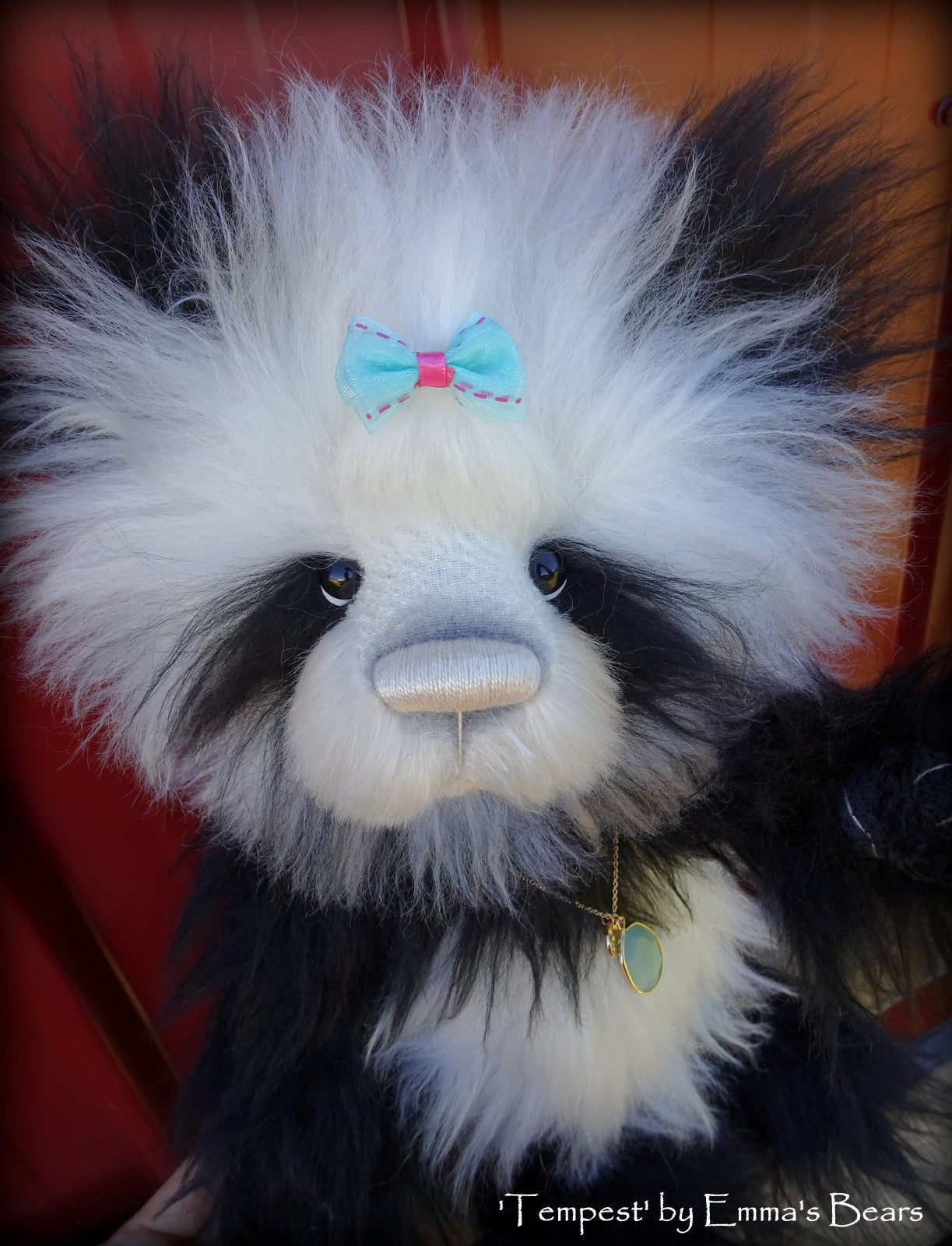 Tempest - 16" extremely longpile mohair artist panda bear  - OOAK by Emma's Bears