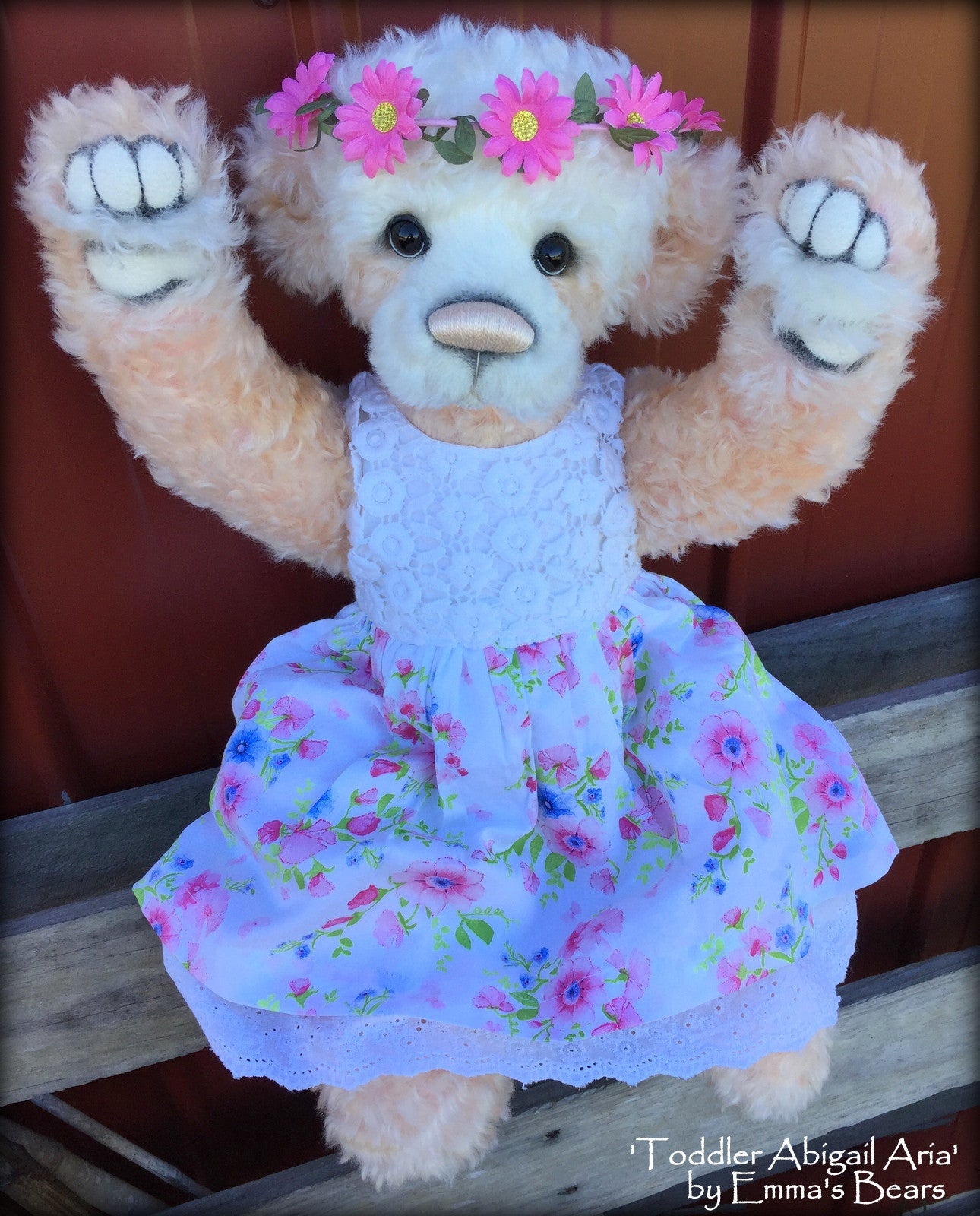 Toddler Abigail Aria - 21in hand dyed MOHAIR Artist toddler style Panda Bear by Emmas Bears - OOAK