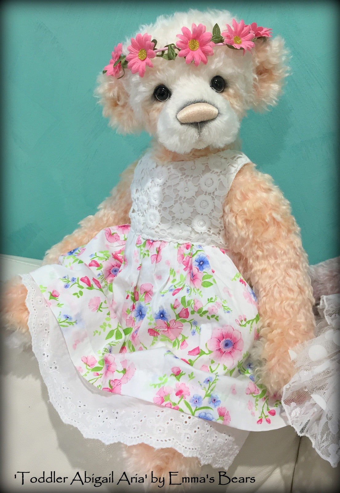 Toddler Abigail Aria - 21in hand dyed MOHAIR Artist toddler style Panda Bear by Emmas Bears - OOAK