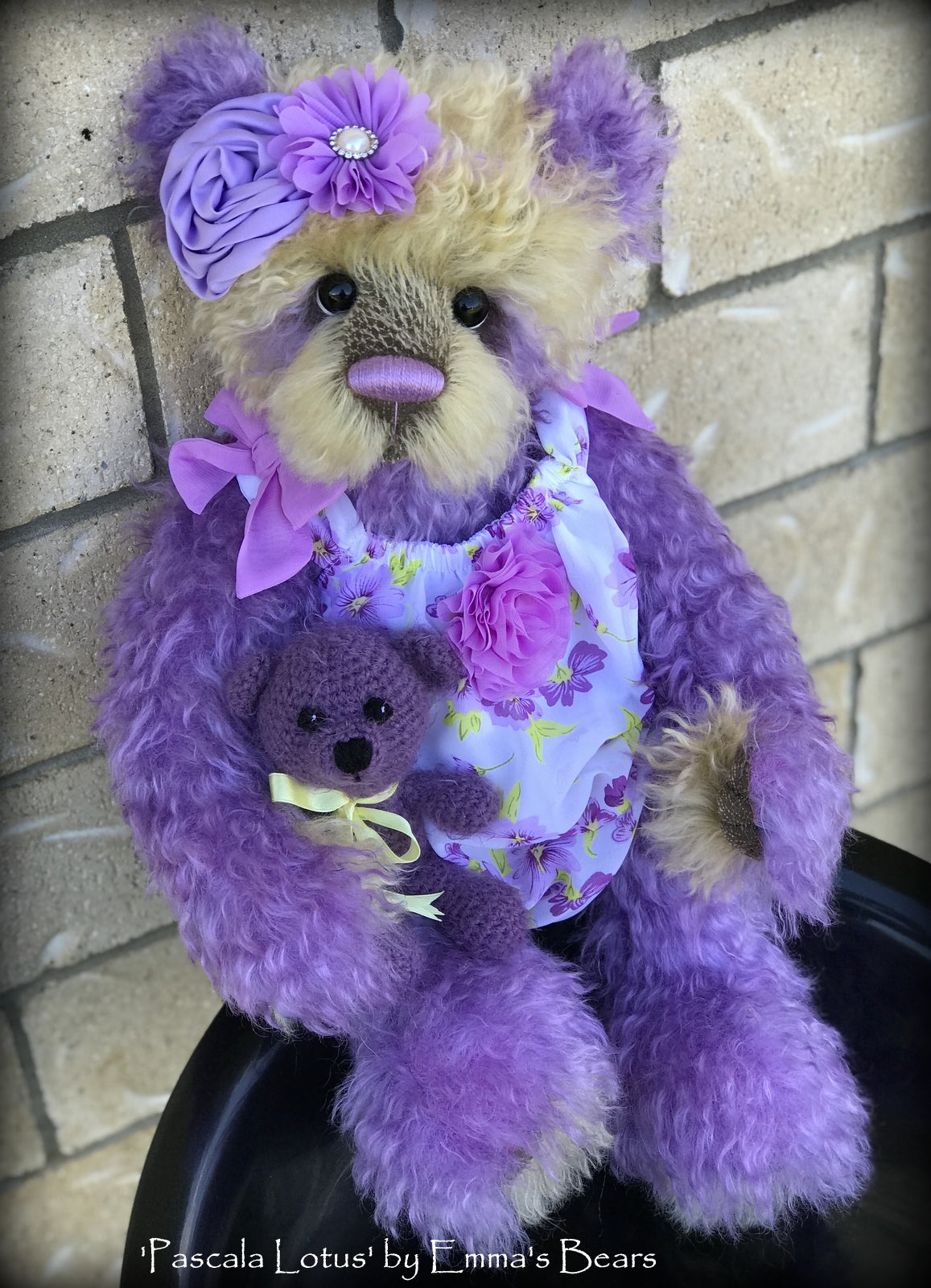 Toddler Pascala Lotus - 21in hand dyed mohair Artist toddler style Bear by Emma's Bears - OOAK