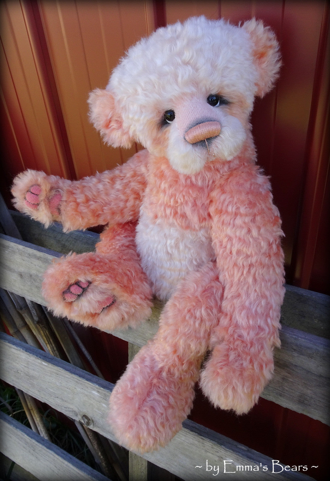 Toddler Lorelei Coral - 21in hand dyed MOHAIR Artist toddler style Panda Bear by Emmas Bears - OOAK