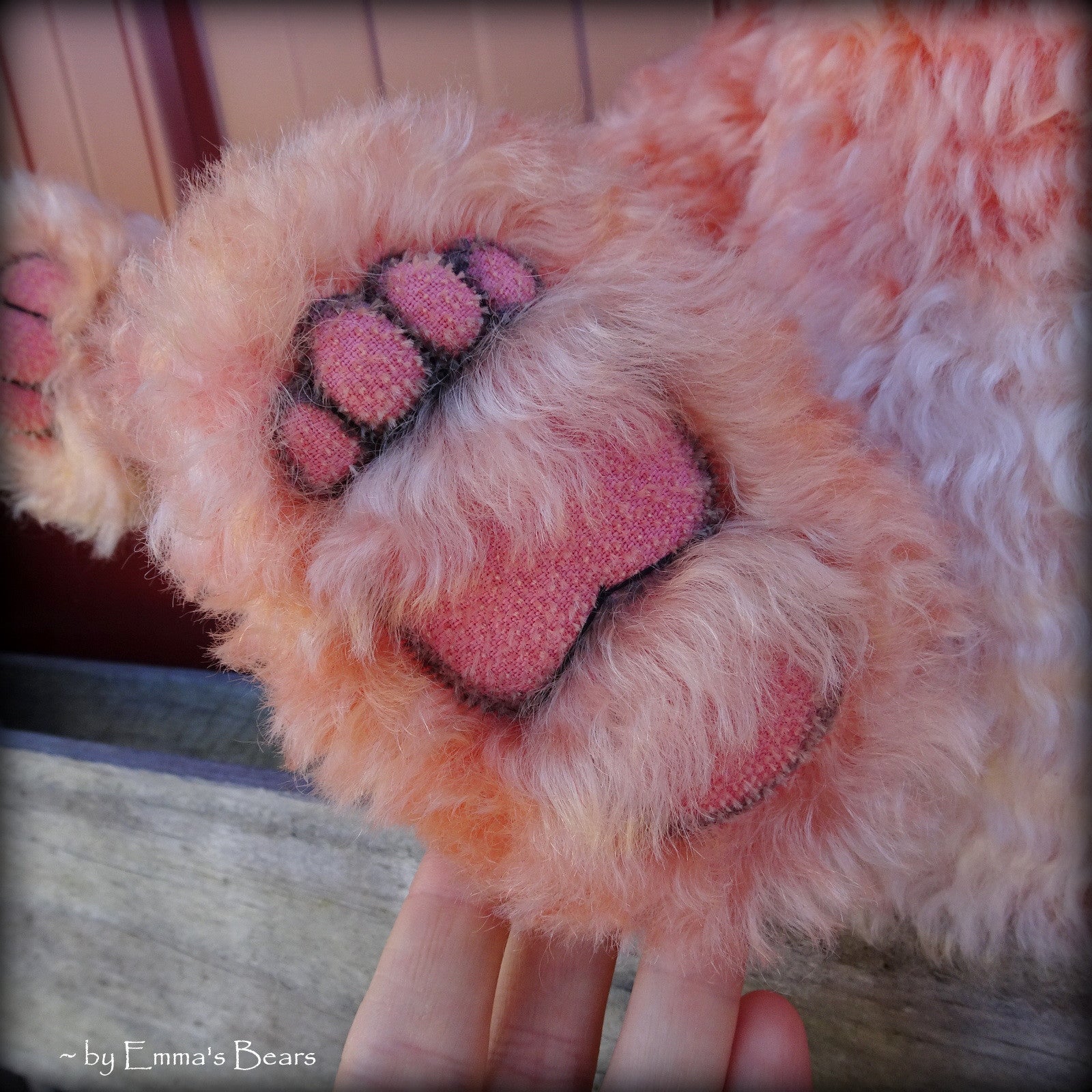 Toddler Lorelei Coral - 21in hand dyed MOHAIR Artist toddler style Panda Bear by Emmas Bears - OOAK