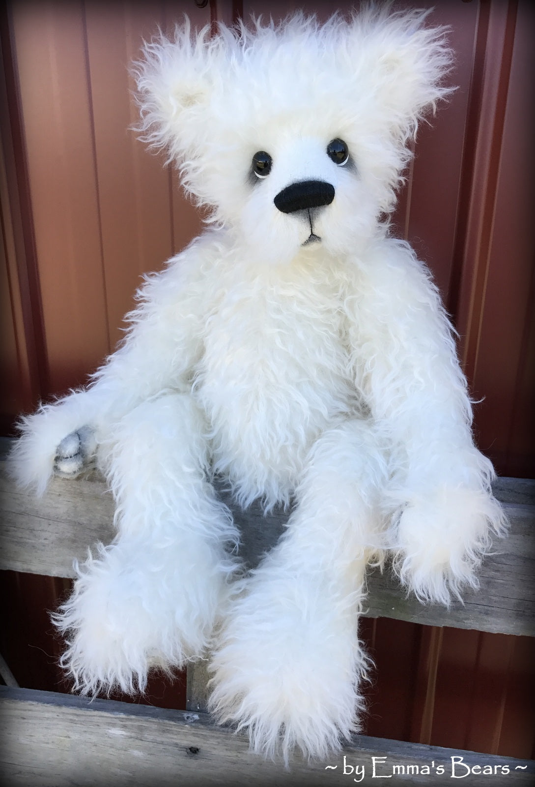 Toddler Amara Adeline - 22in white MOHAIR Artist toddler style Panda Bear by Emmas Bears - OOAK