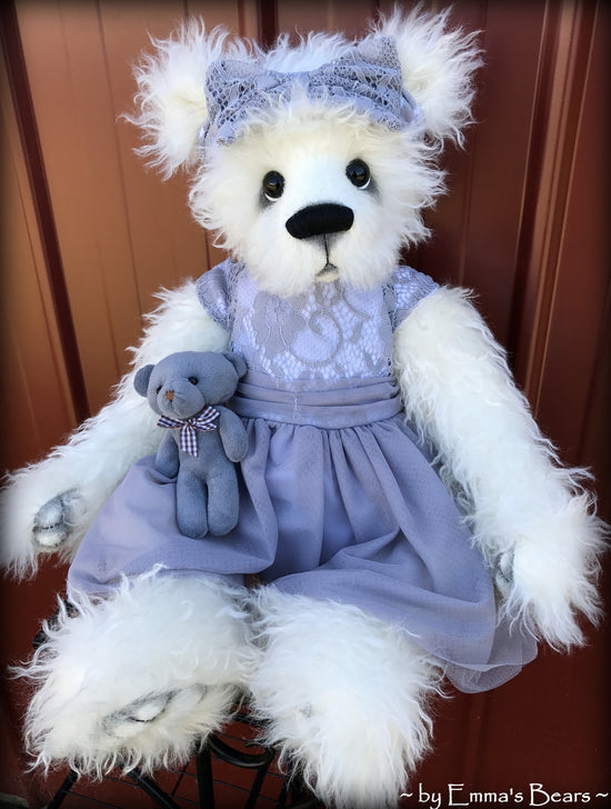 Toddler Amara Adeline - 22in white MOHAIR Artist toddler style Panda Bear by Emmas Bears - OOAK