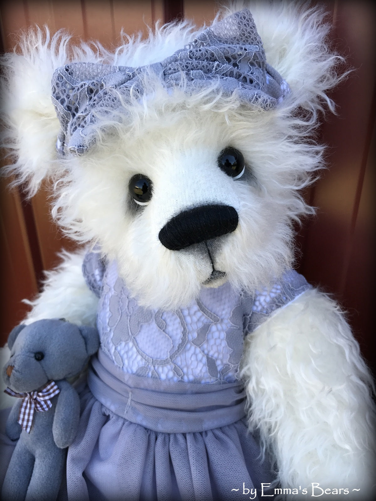 Toddler Amara Adeline - 22in white MOHAIR Artist toddler style Panda Bear by Emmas Bears - OOAK