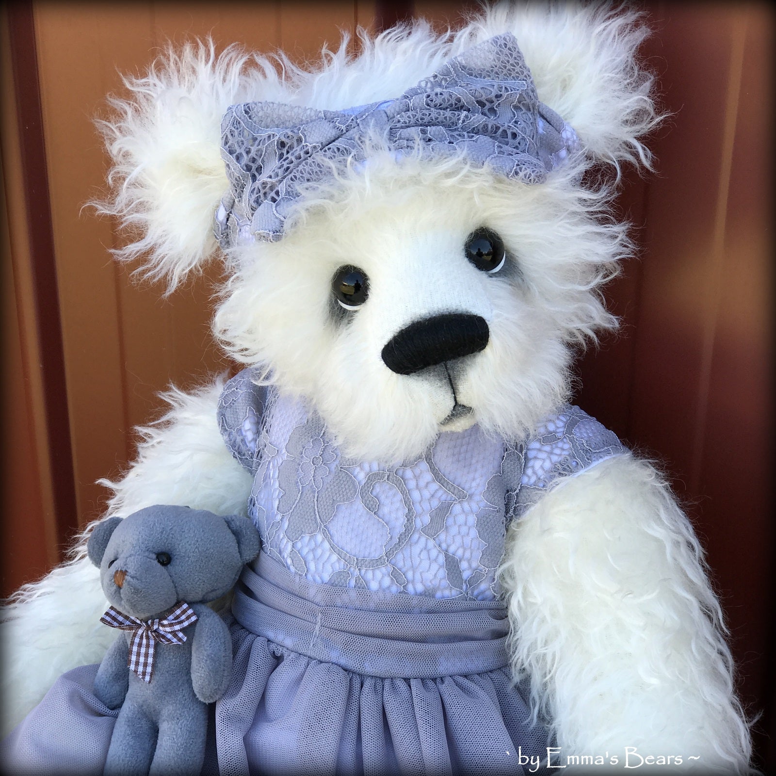 Toddler Amara Adeline - 22in white MOHAIR Artist toddler style Panda Bear by Emmas Bears - OOAK