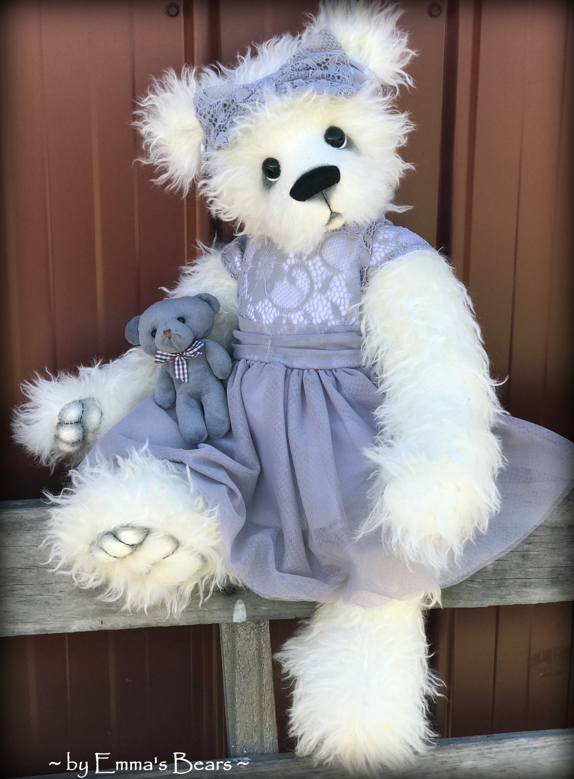 Toddler Amara Adeline - 22in white MOHAIR Artist toddler style Panda Bear by Emmas Bears - OOAK