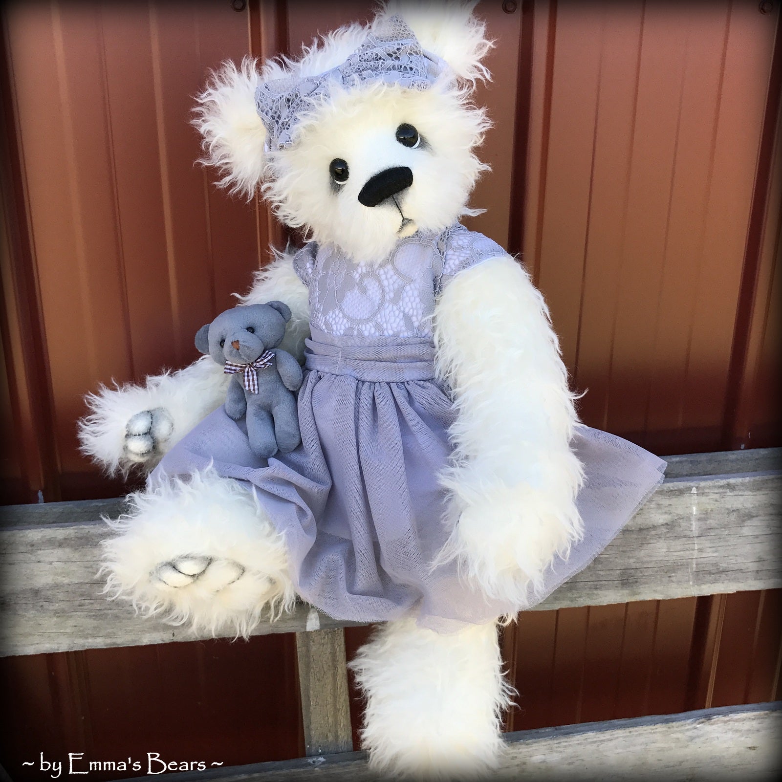 Toddler Amara Adeline - 22in white MOHAIR Artist toddler style Panda Bear by Emmas Bears - OOAK