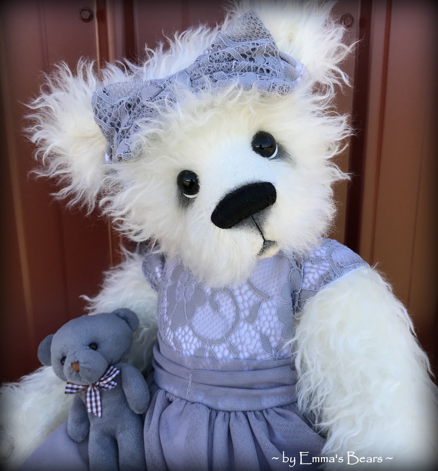 Toddler Amara Adeline - 22in white MOHAIR Artist toddler style Panda Bear by Emmas Bears - OOAK