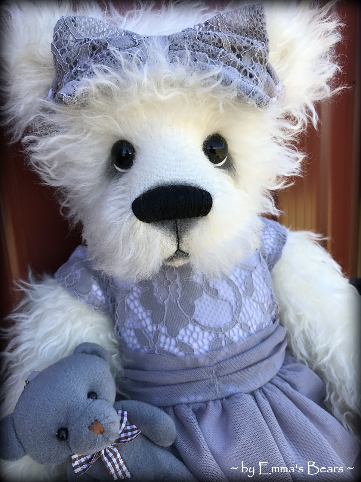 Toddler Amara Adeline - 22in white MOHAIR Artist toddler style Panda Bear by Emmas Bears - OOAK