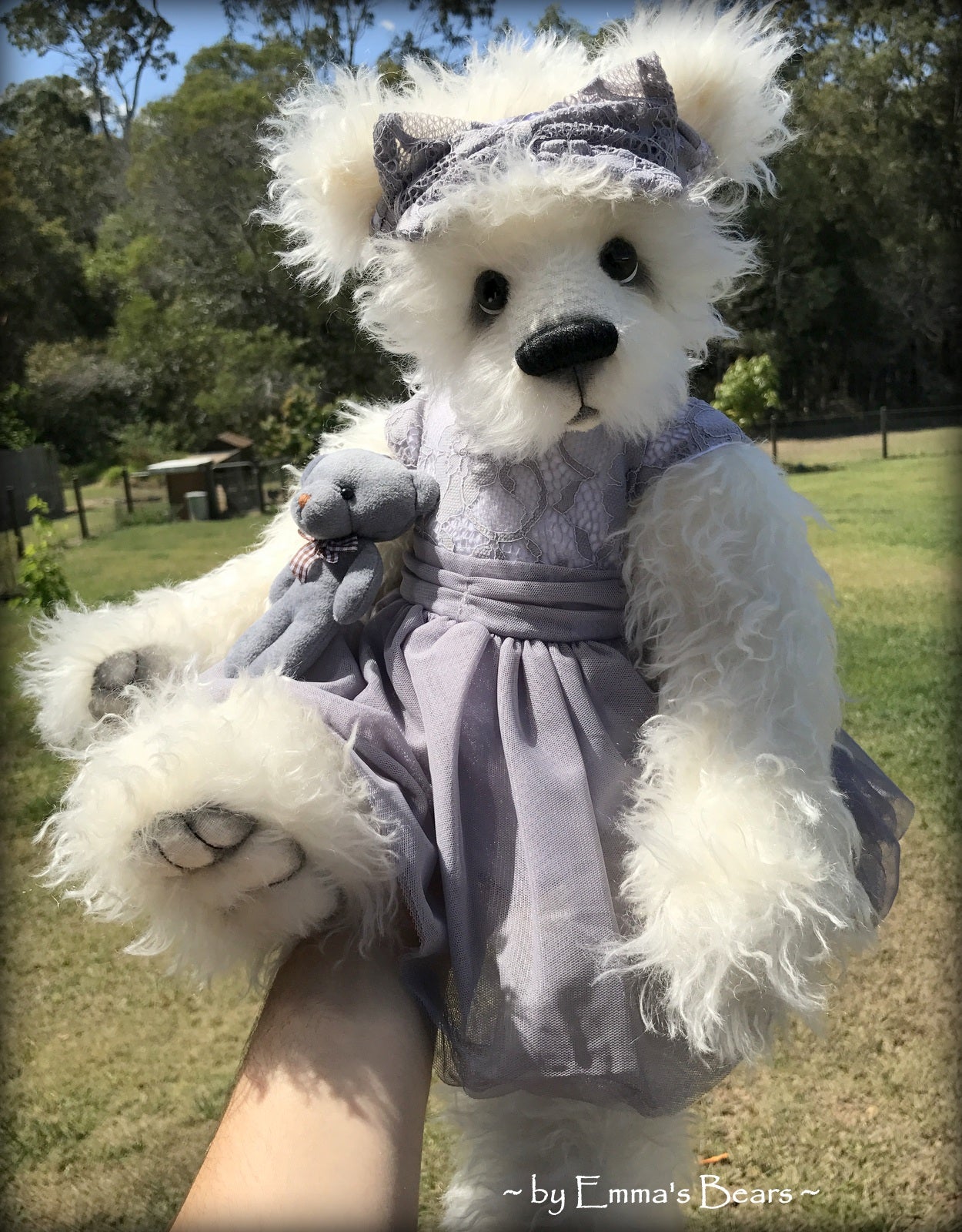 Toddler Amara Adeline - 22in white MOHAIR Artist toddler style Panda Bear by Emmas Bears - OOAK