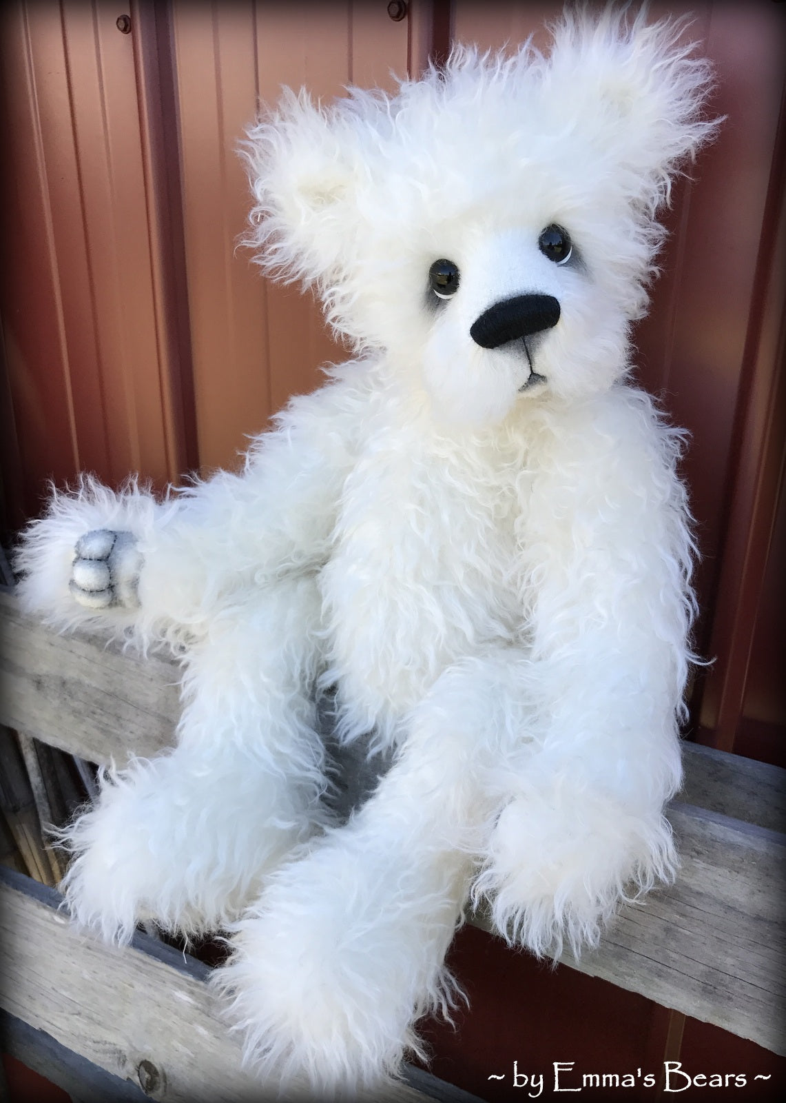 Toddler Amara Adeline - 22in white MOHAIR Artist toddler style Panda Bear by Emmas Bears - OOAK