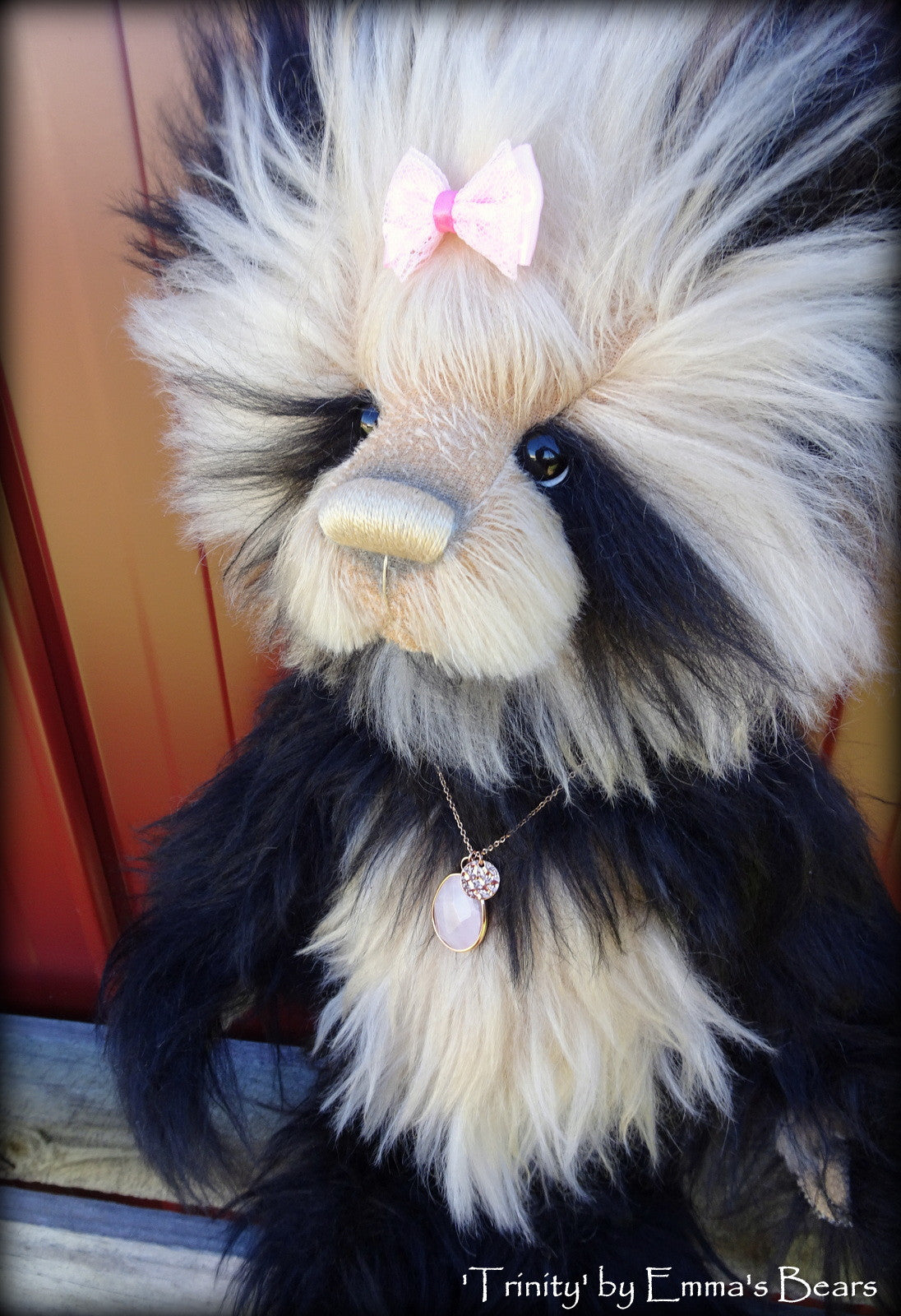 Trinity - 16" extremely long pile mohair artist panda bear  - OOAK by Emma's Bears