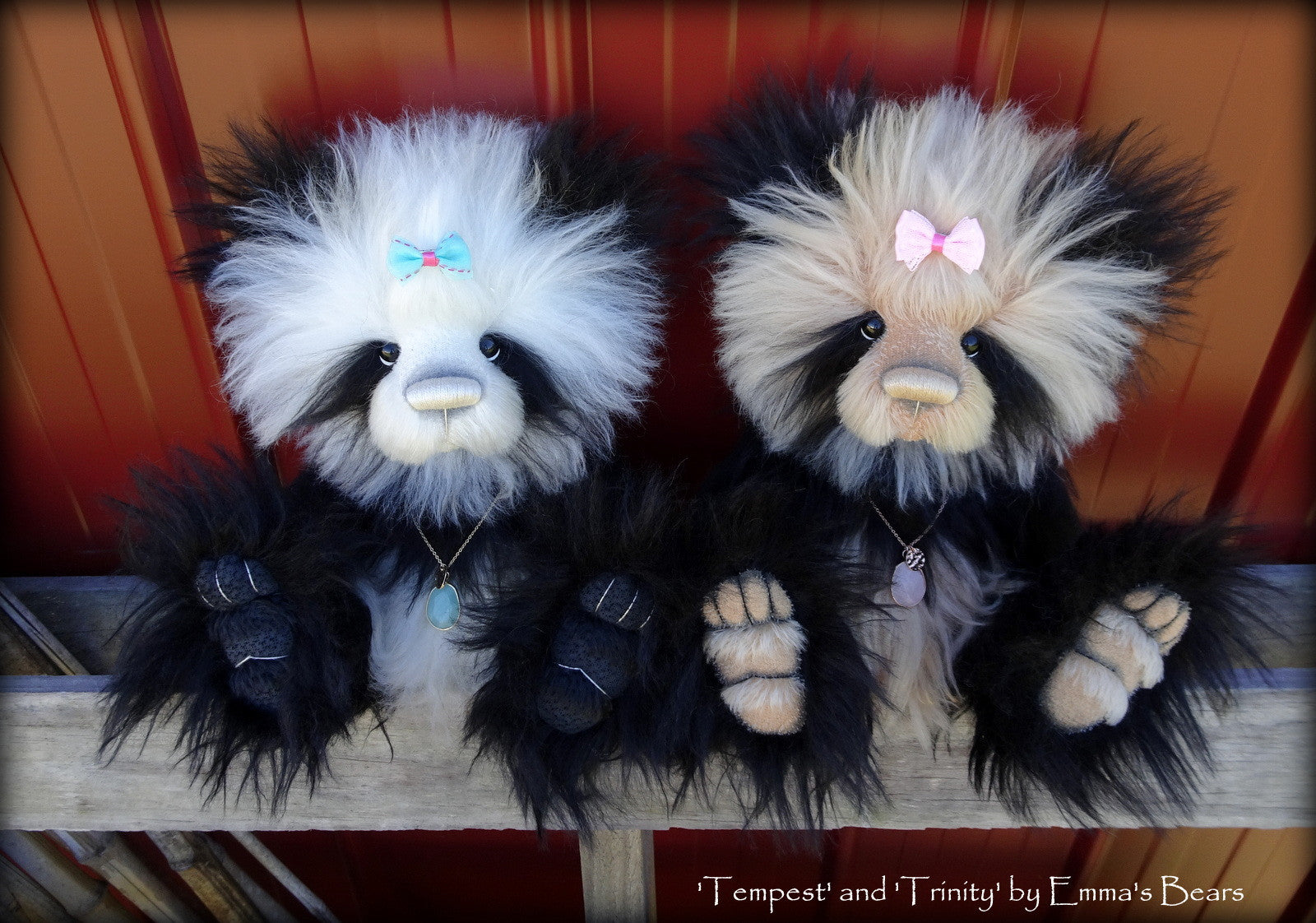 Tempest - 16" extremely longpile mohair artist panda bear  - OOAK by Emma's Bears