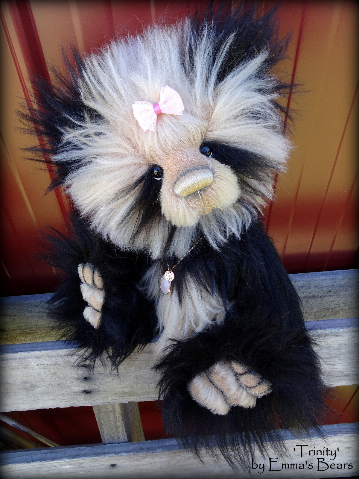 Trinity - 16" extremely long pile mohair artist panda bear  - OOAK by Emma's Bears