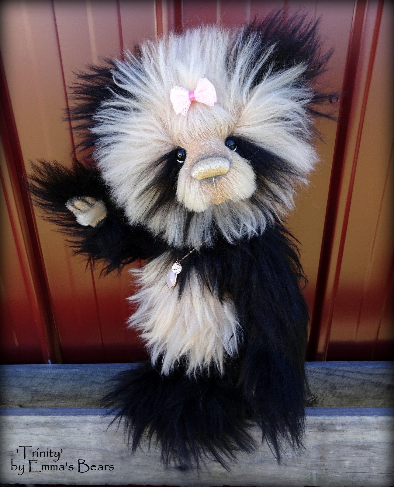 Trinity - 16" extremely long pile mohair artist panda bear  - OOAK by Emma's Bears