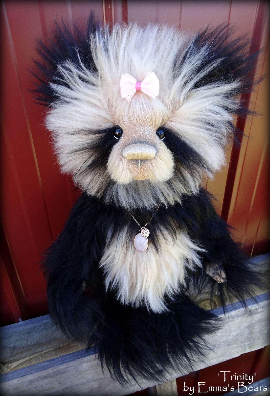 Trinity - 16" extremely long pile mohair artist panda bear  - OOAK by Emma's Bears