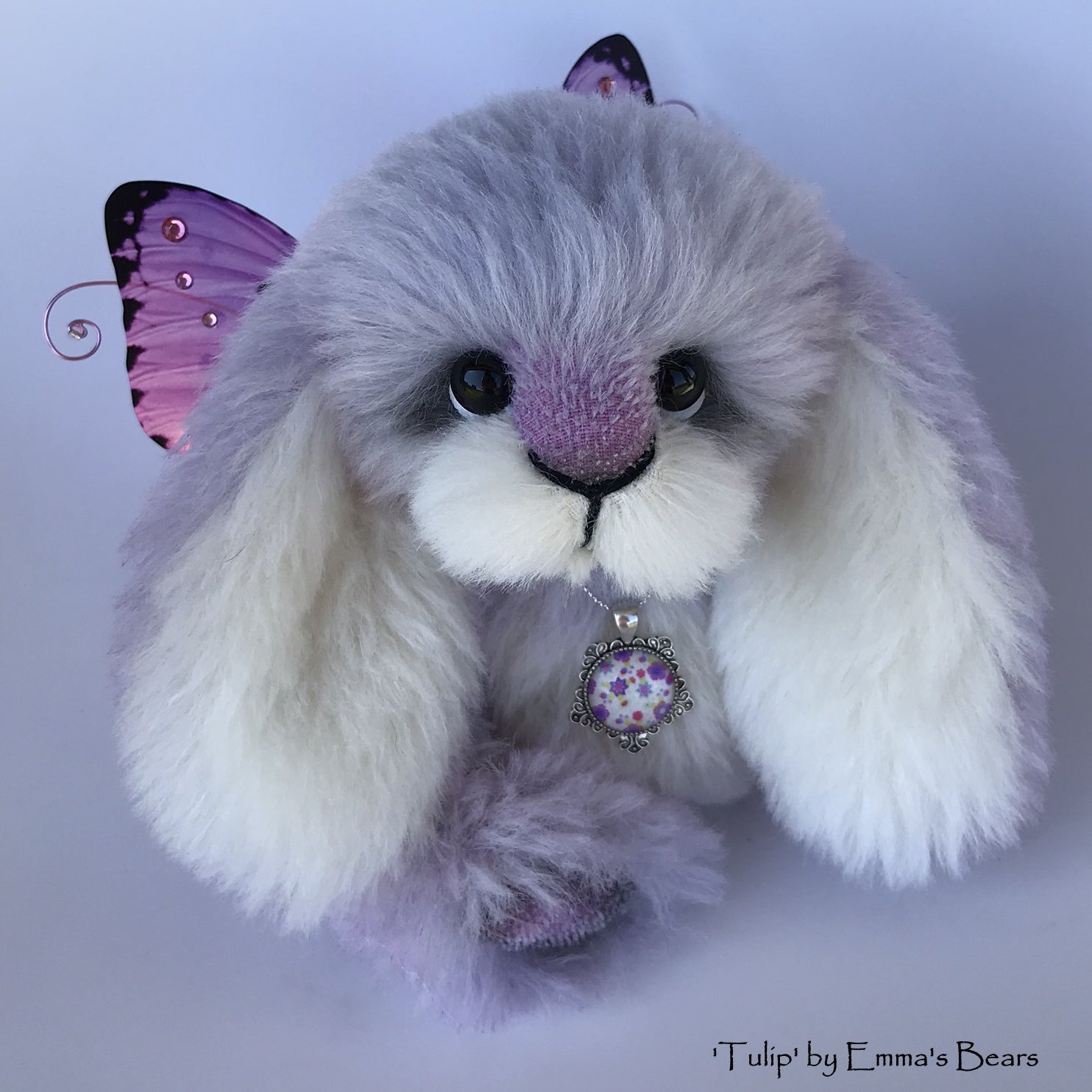 Tulip - 9" Hand dyed alpaca artist Easter Bunny by Emma's Bears - OOAK