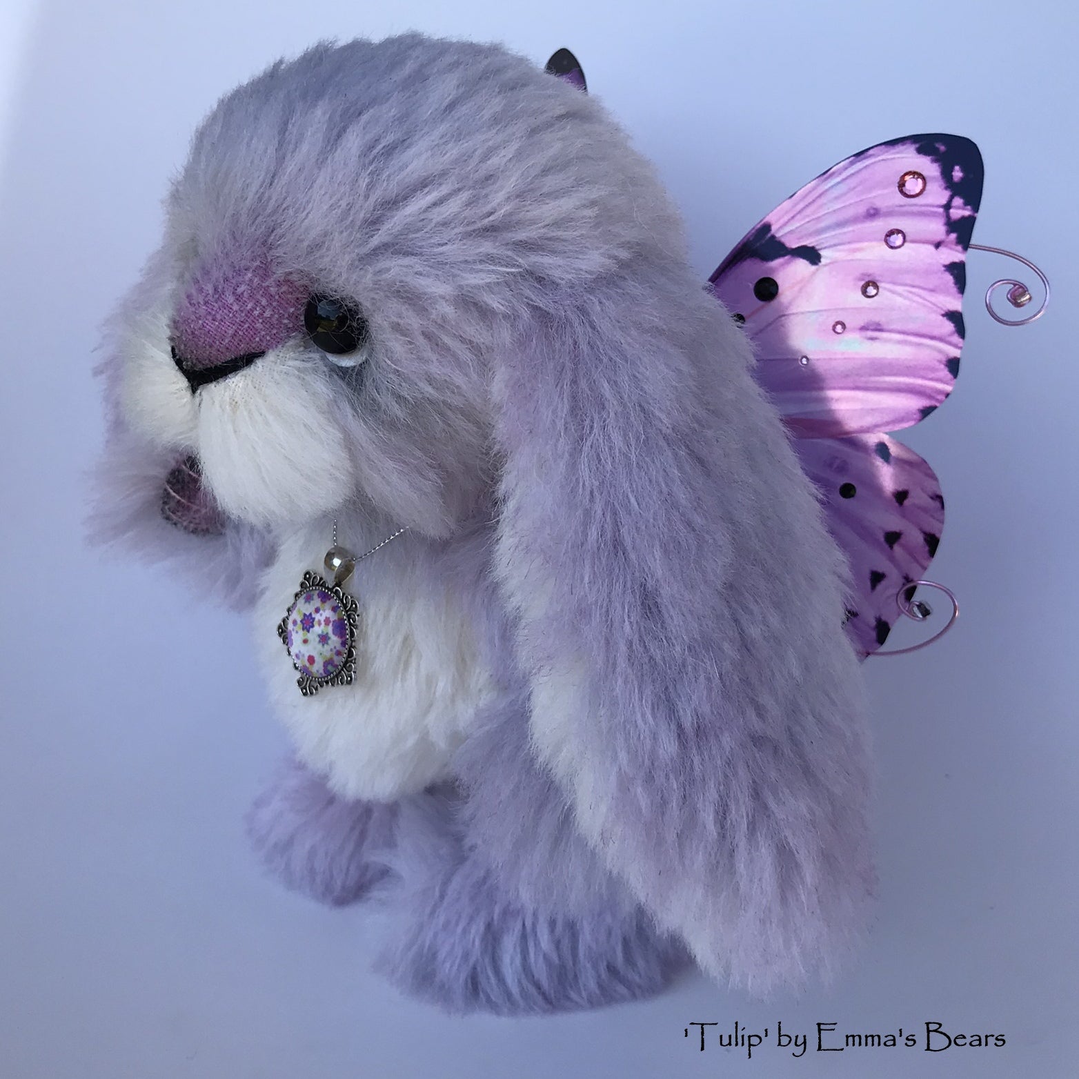 Tulip - 9" Hand dyed alpaca artist Easter Bunny by Emma's Bears - OOAK