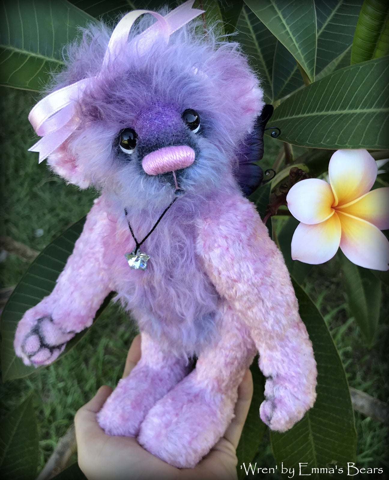 Wren -10" Hand-dyed mohair and viscose artist fairy bear by Emma's Bears - OOAK