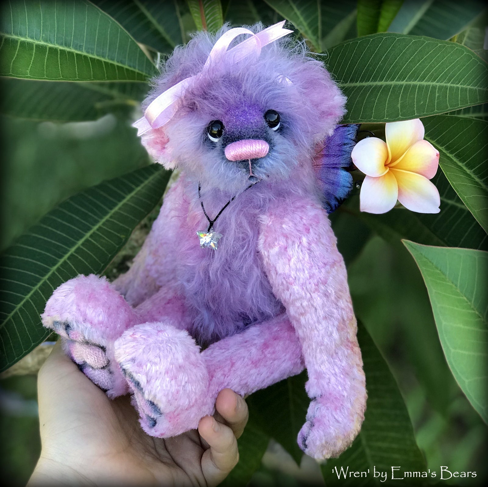 Wren -10" Hand-dyed mohair and viscose artist fairy bear by Emma's Bears - OOAK