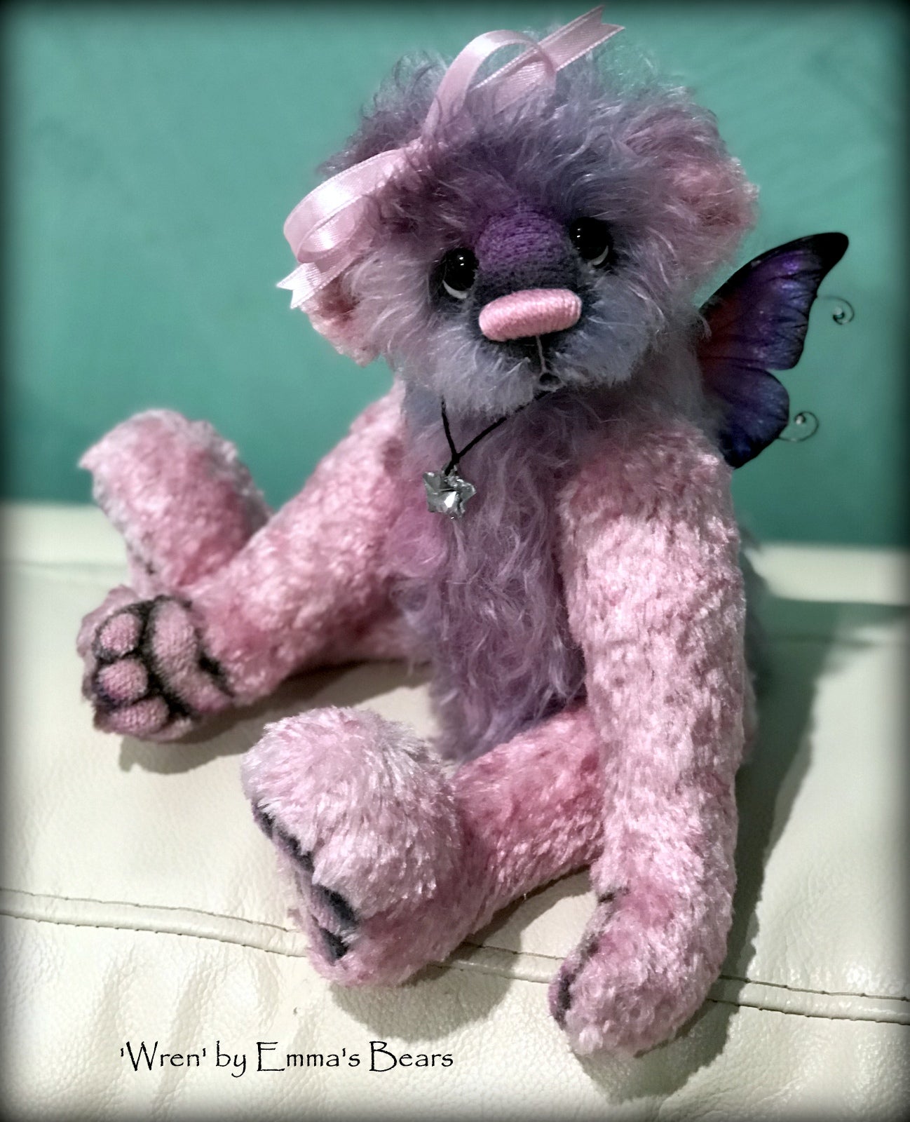 Wren -10" Hand-dyed mohair and viscose artist fairy bear by Emma's Bears - OOAK