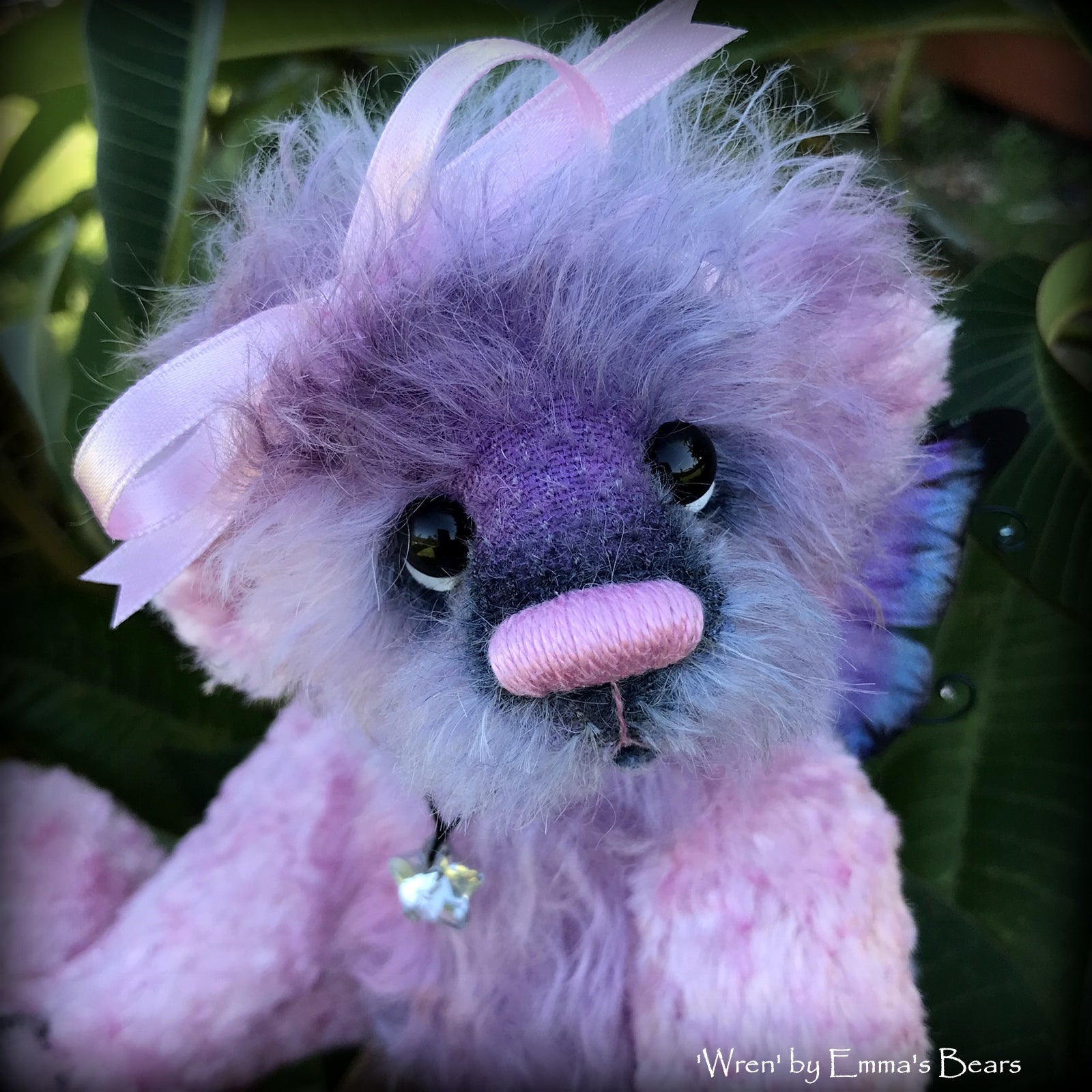 Wren -10" Hand-dyed mohair and viscose artist fairy bear by Emma's Bears - OOAK