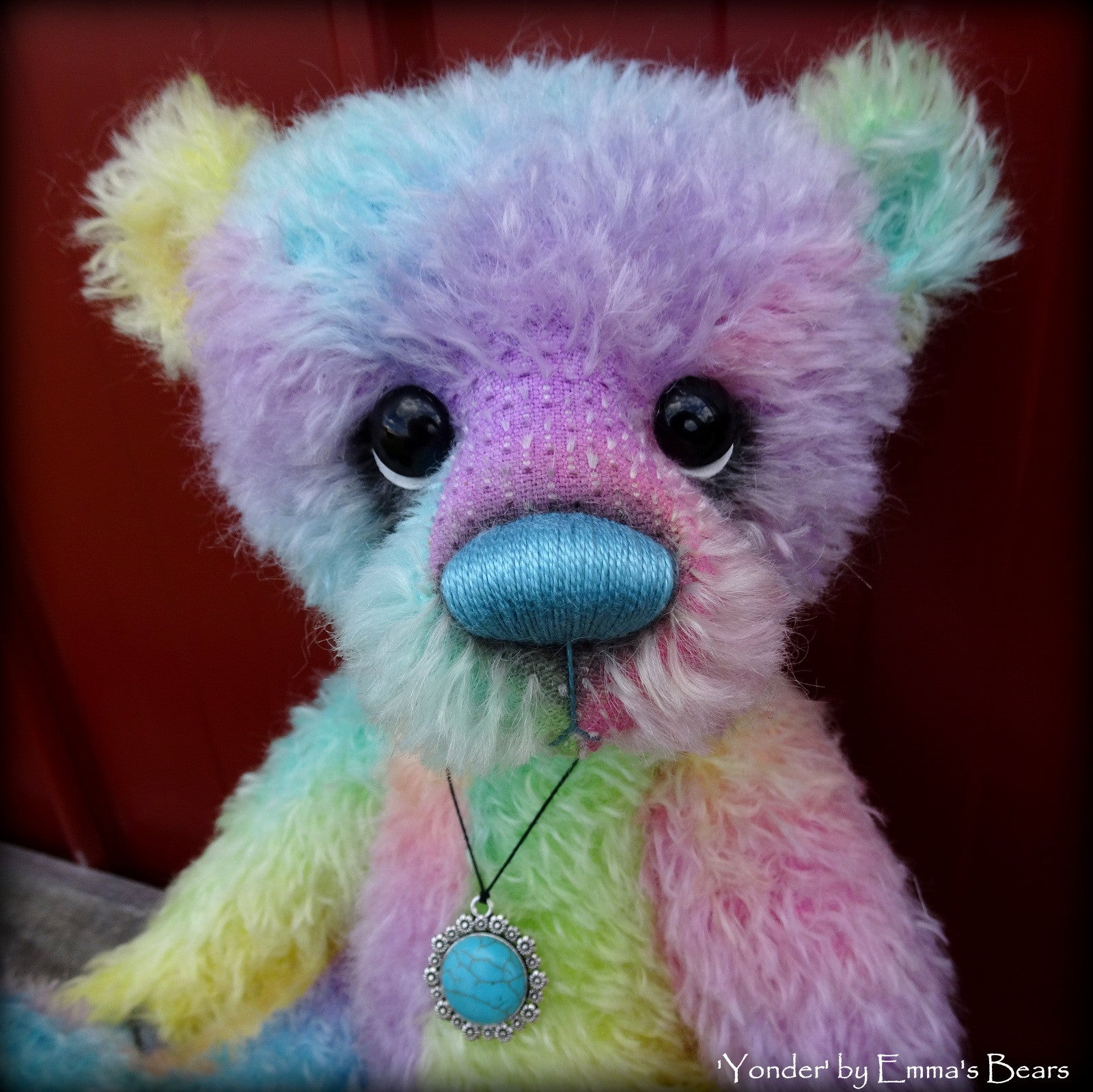 Yonder - 16" dyed rainbow mohair artist bear by Emma's Bears  - OOAK