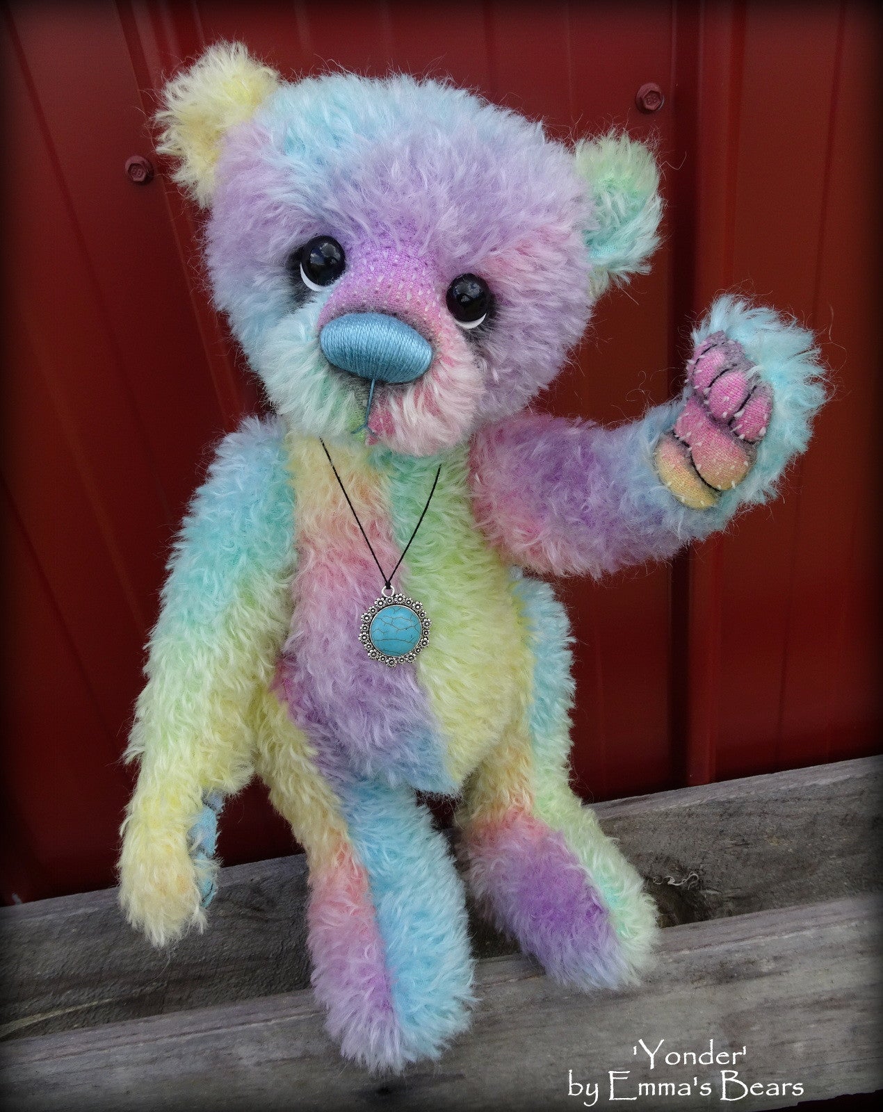 Yonder - 16" dyed rainbow mohair artist bear by Emma's Bears  - OOAK