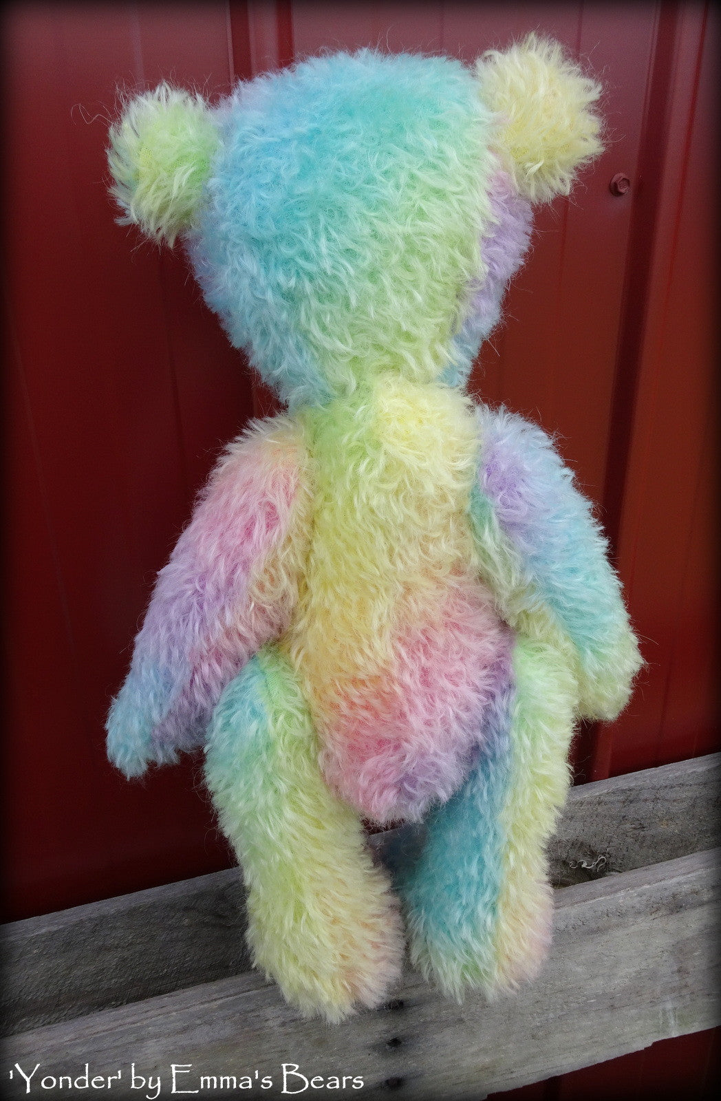 Yonder - 16" dyed rainbow mohair artist bear by Emma's Bears  - OOAK