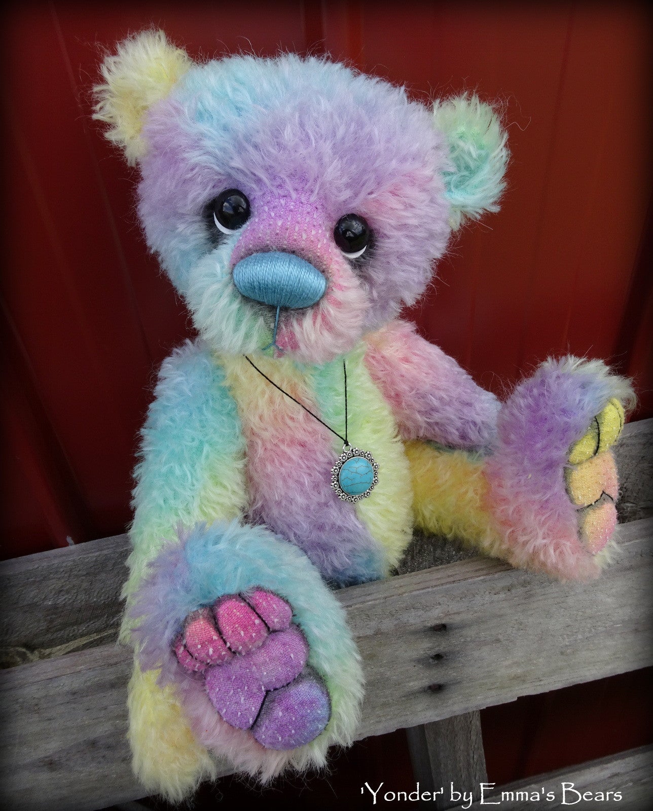 Yonder - 16" dyed rainbow mohair artist bear by Emma's Bears  - OOAK