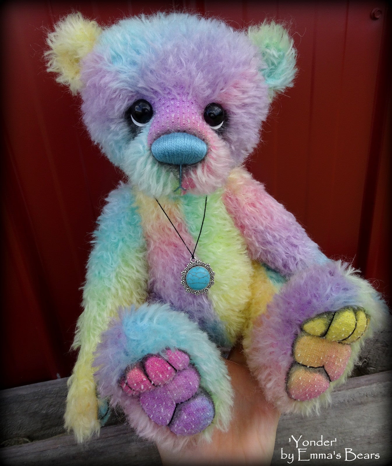 Yonder - 16" dyed rainbow mohair artist bear by Emma's Bears  - OOAK