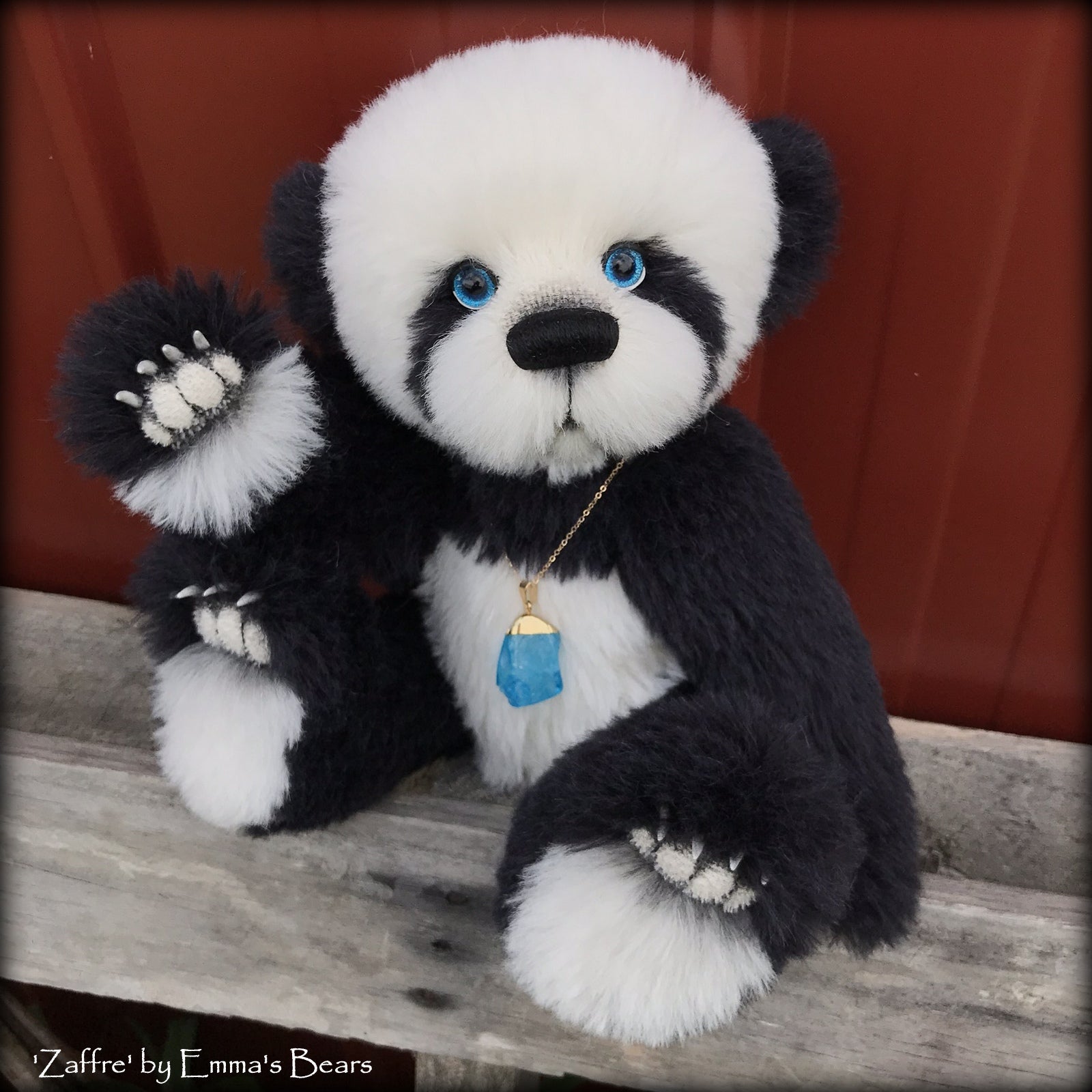 Zaffre - 14" alpaca Artist Panda Bear by Emma's Bears - OOAK