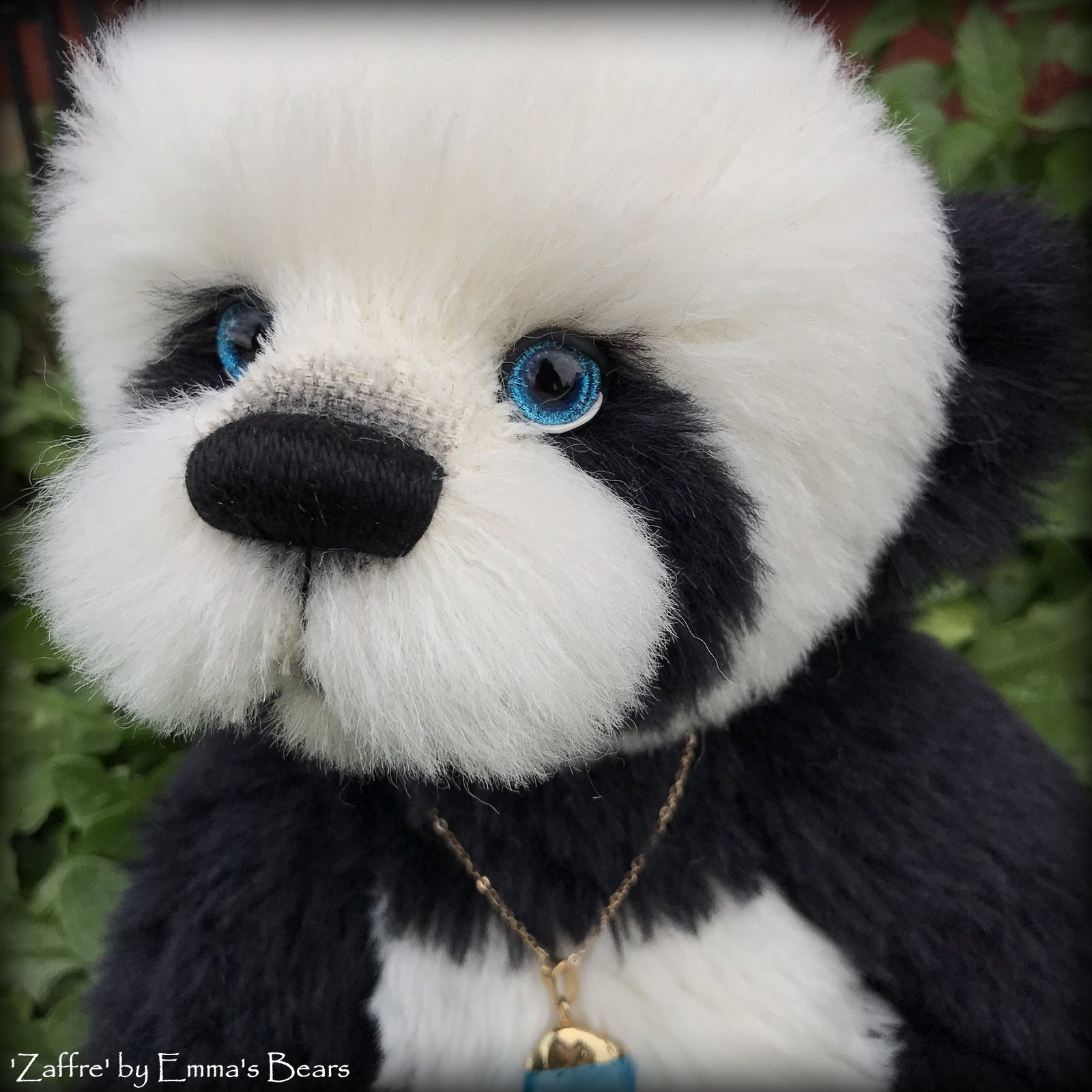 Zaffre - 14" alpaca Artist Panda Bear by Emma's Bears - OOAK