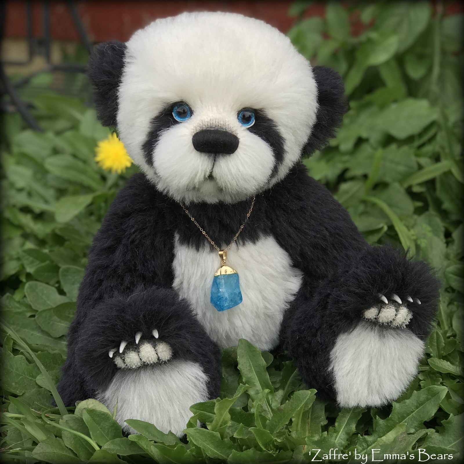 Zaffre - 14" alpaca Artist Panda Bear by Emma's Bears - OOAK