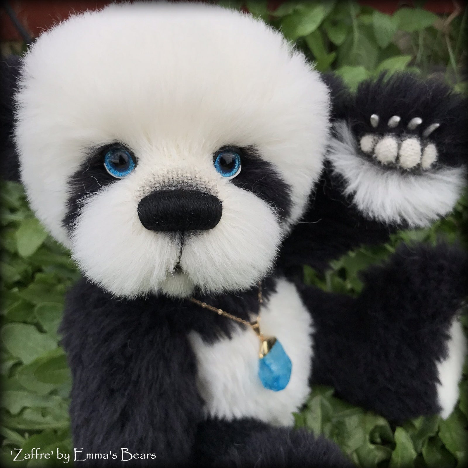 Zaffre - 14" alpaca Artist Panda Bear by Emma's Bears - OOAK